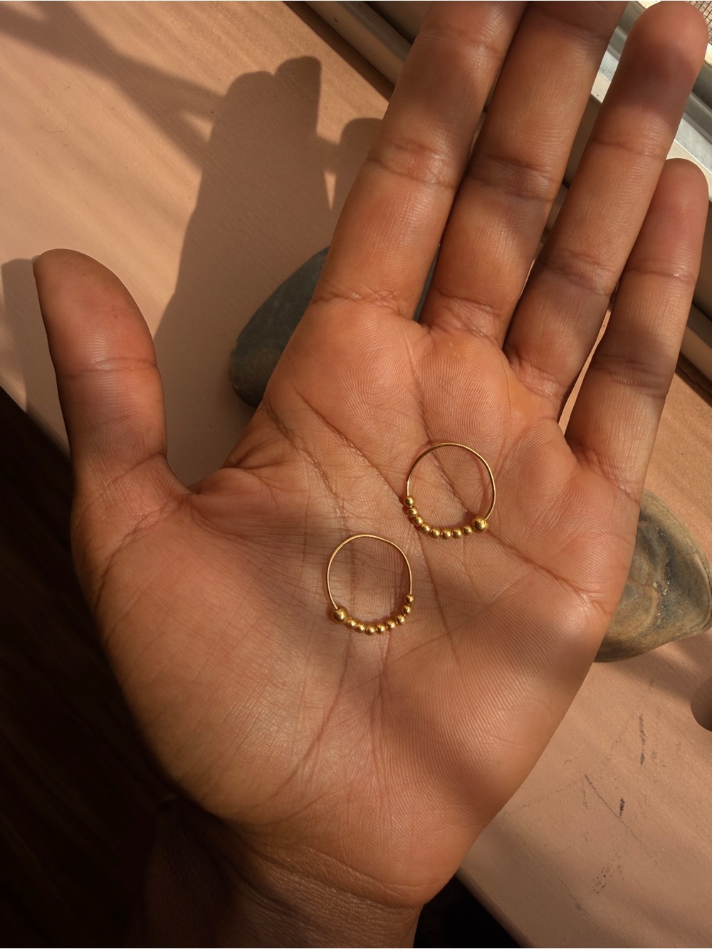 22K Gold Beaded Hoop Earrings